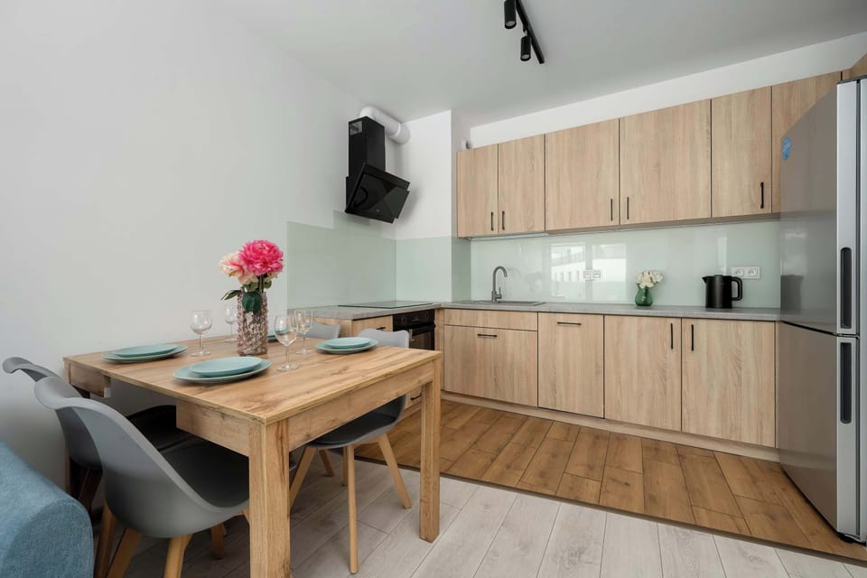 The fully equipped kitchenette includes everything you need for a home-cooked meal.