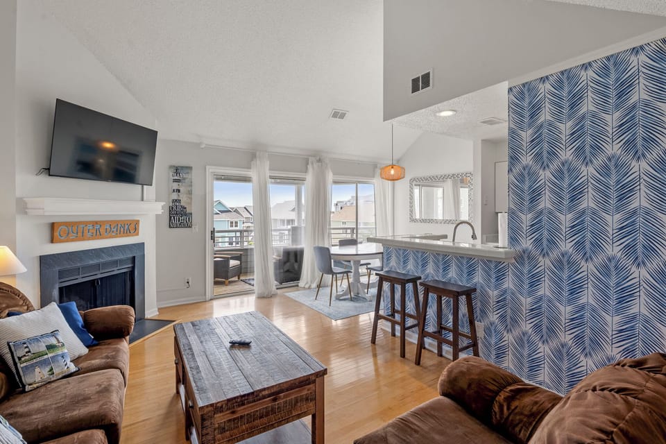 PC631: Coastal Cool | Living Area - Fireplace Not Available for Guest Use