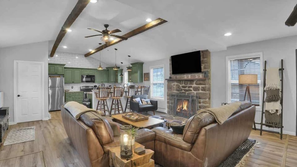 Spacious Living Room with Fireplace, Smart TV & Open Layout