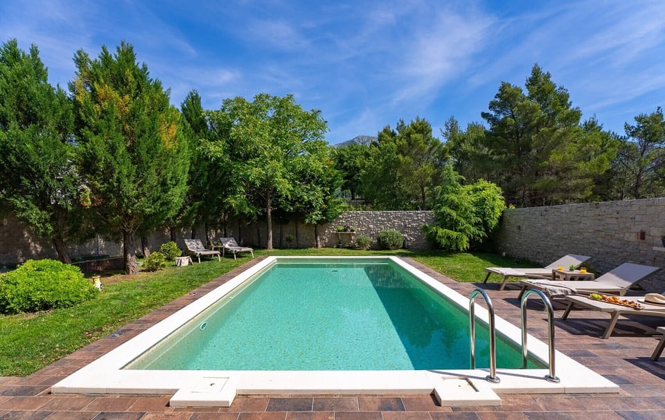 Private heated 38 sqm pool with skin-friendly electrolytic filtering.