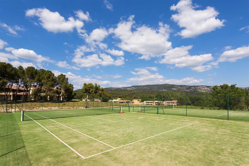 The tennis courts are wonderful in the summertime.