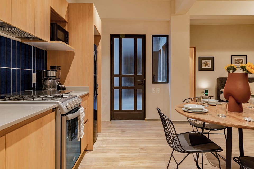 Exclusive Condo | Private kitchen | Full-size fridge, microwave, oven, stovetop