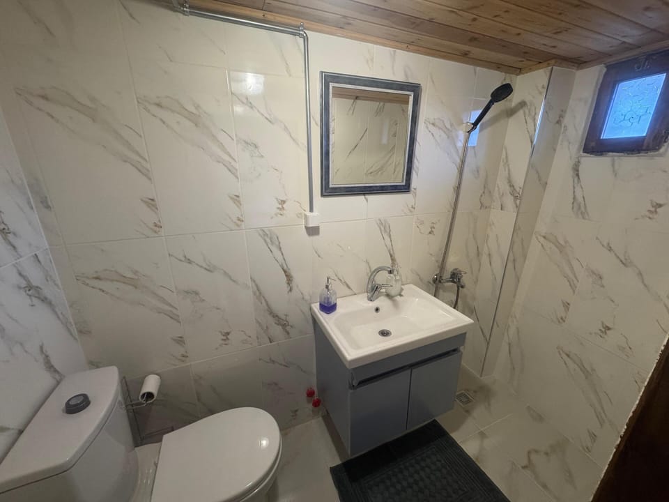 Shower, hair dryer, bathrobes, towels