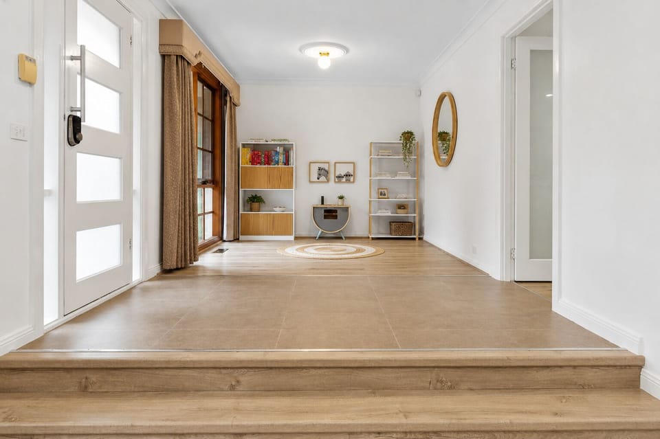 Welcoming entry with warm touches