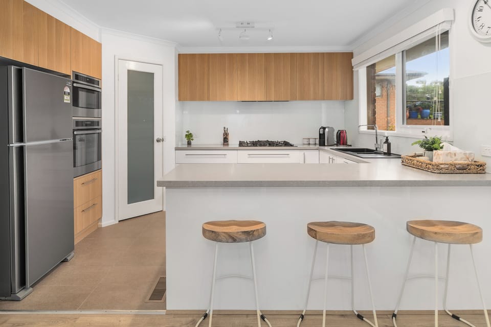 Modern kitchen with breakfast seating