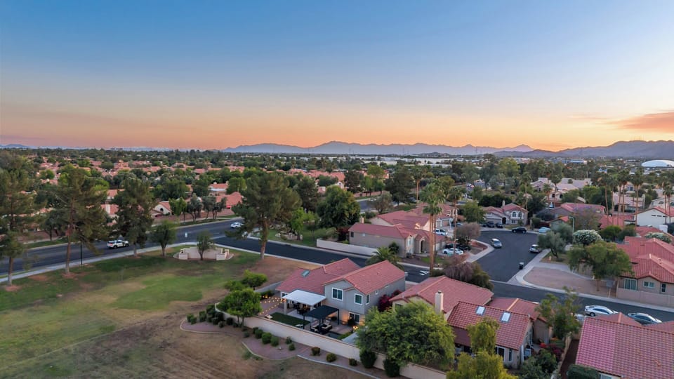 Tempe neighborhood, backing up to big green  open space
