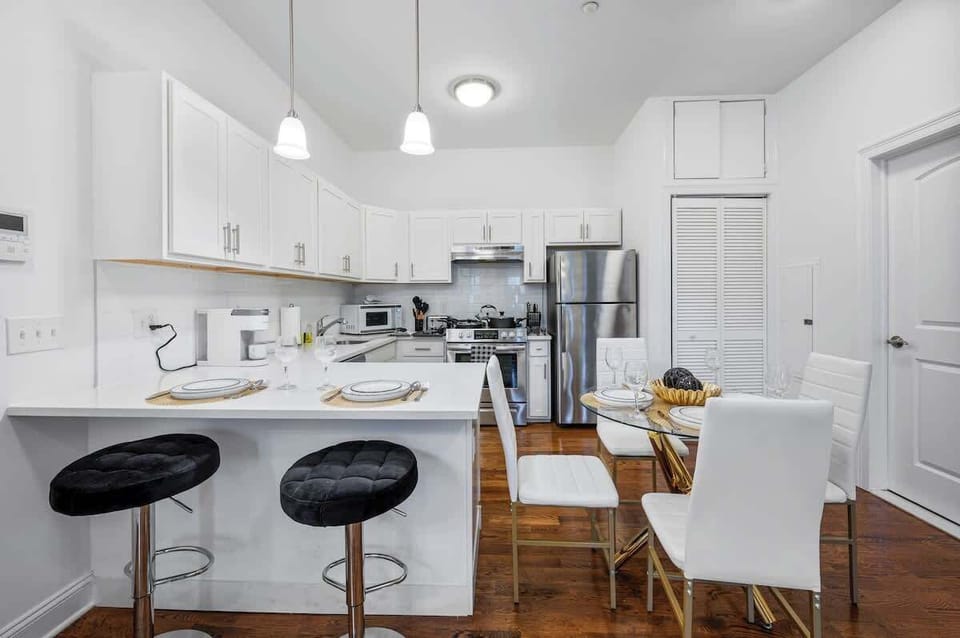 open concept kitchen and dining area