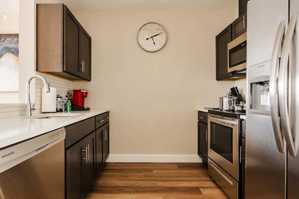 Fully stocked kitchen.
