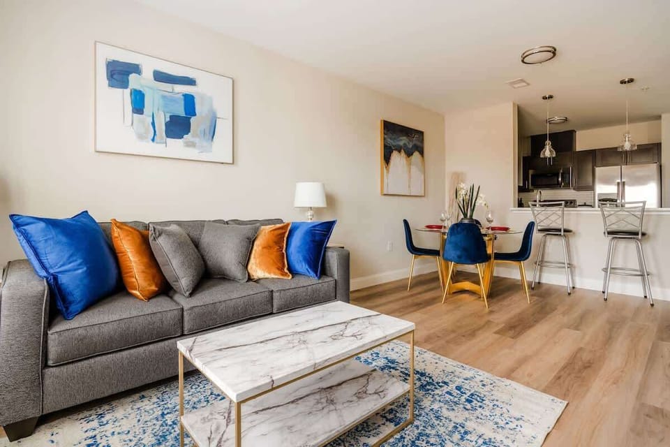 Open and comfortable living room with a Sleeper sofa for additional sleeping space.