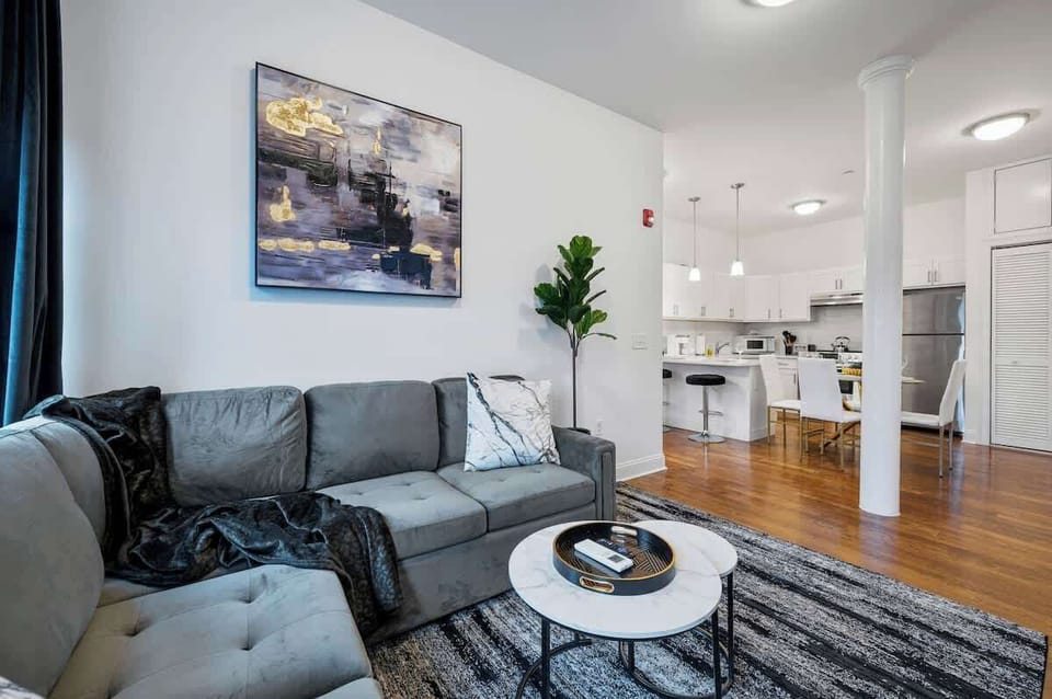 Open concept living and dining room