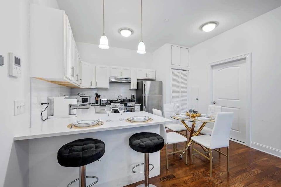 open concept kitchen and dining area