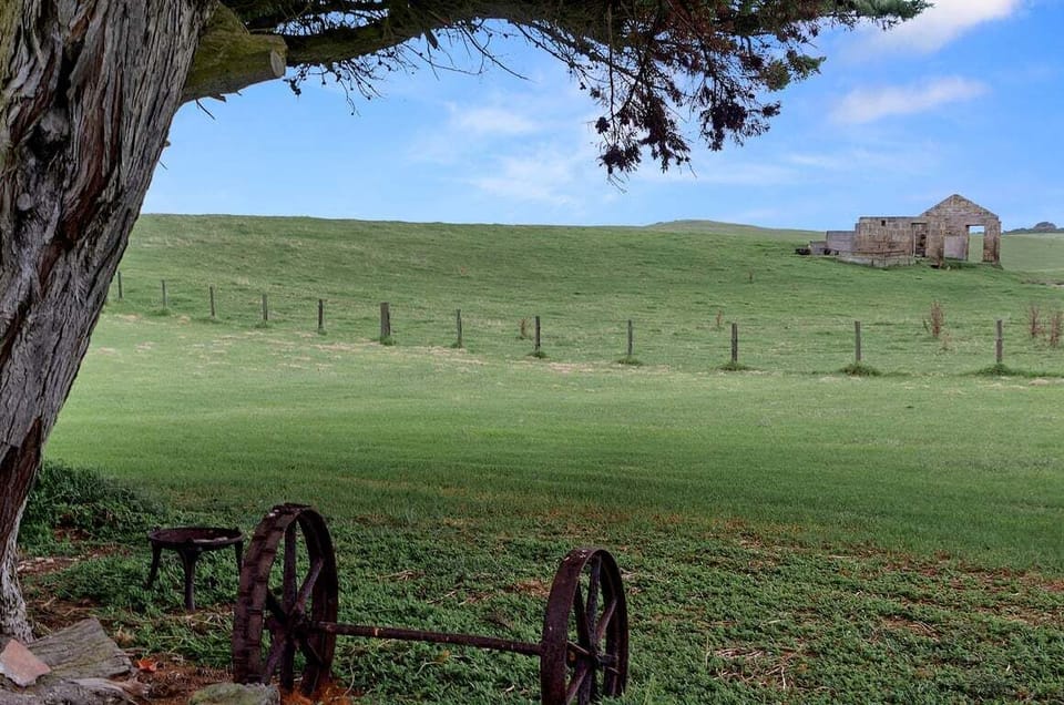 Open green pasture with rolling hills and rural charm.