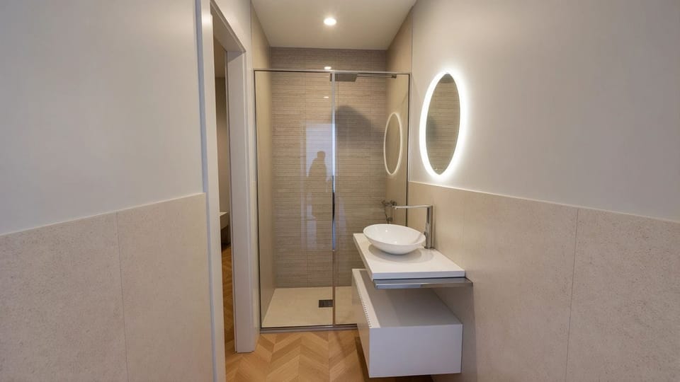 Twin Room | Bathroom | Shower, hair dryer, towels, soap