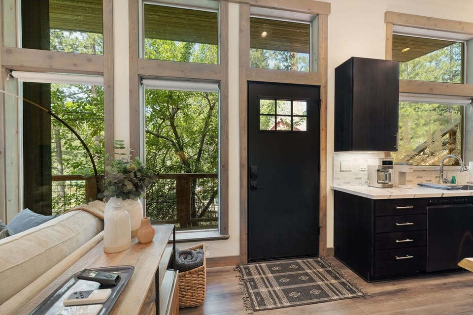 View of the front door from inside the home