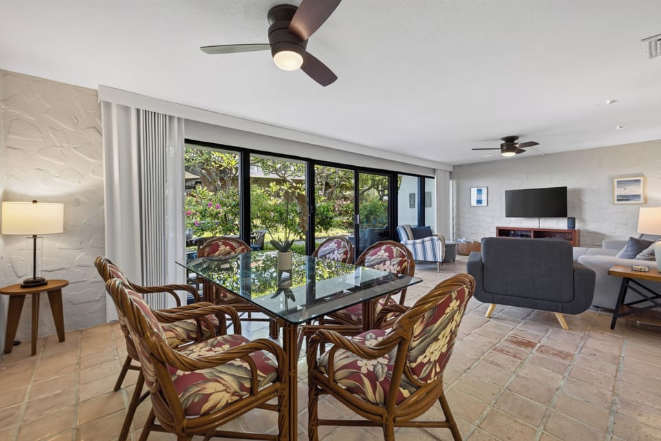 The Dining room seamlessly transitions into the Living Room
