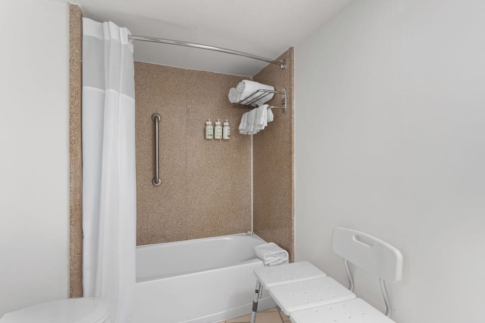 Room, 1 Queen Bed, Accessible, Non Smoking (Mobility, Tub w/ Grab Bars) | Bathroom | Combined shower/tub, hydromassage showerhead, free toiletries