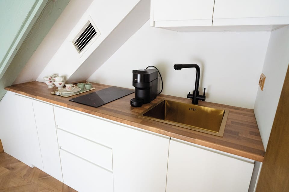 Luxury Suite, Balcony, City View | Private kitchen | Mini-fridge, espresso maker