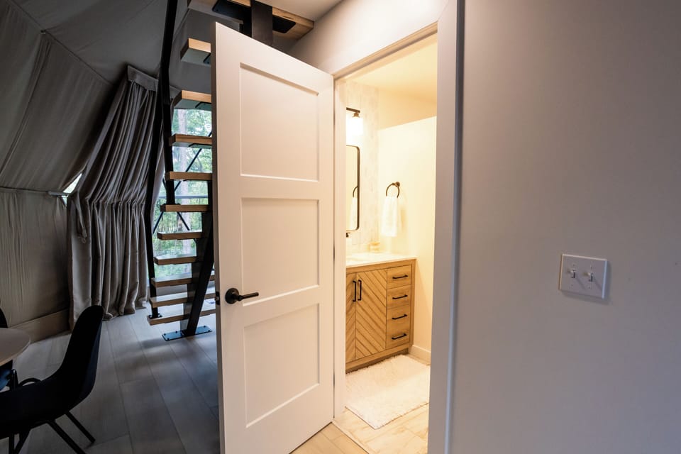 Bathroom - Full bathroom with shower and towels.