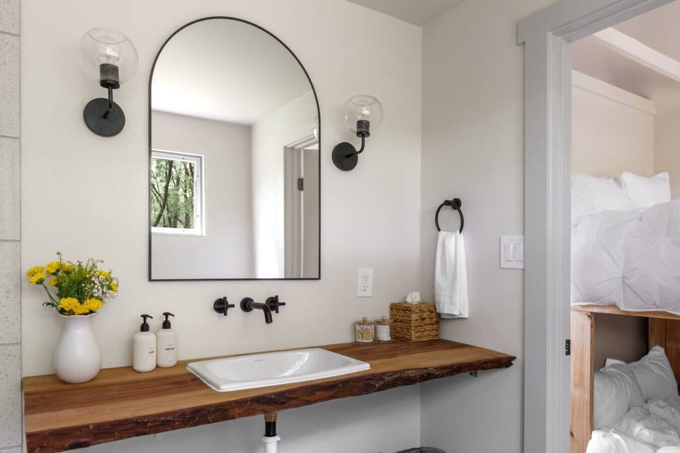Each countertop was milled by a neighbor from a local fallen tree.