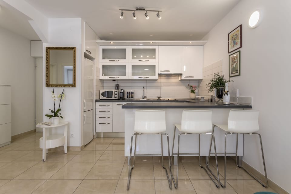 Deluxe Apartment, 1 Bedroom | Private kitchen | Mini-fridge, electric kettle