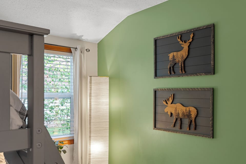 Thoughtful rustic details complete the cozy cabin vibe here.