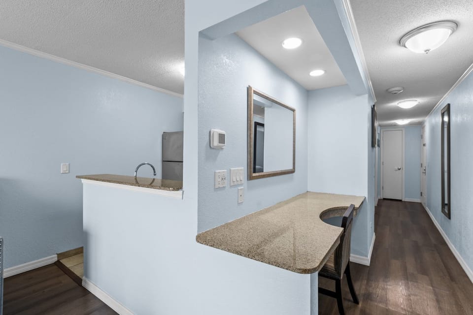 Step into your private workspace, perfect for planning adventures or unwinding.