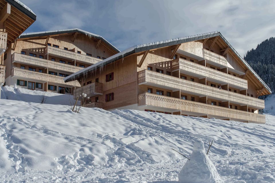 Classic stone-and-wood alpine architecture at the heart of Châtel — a true mountain retreat in every season.