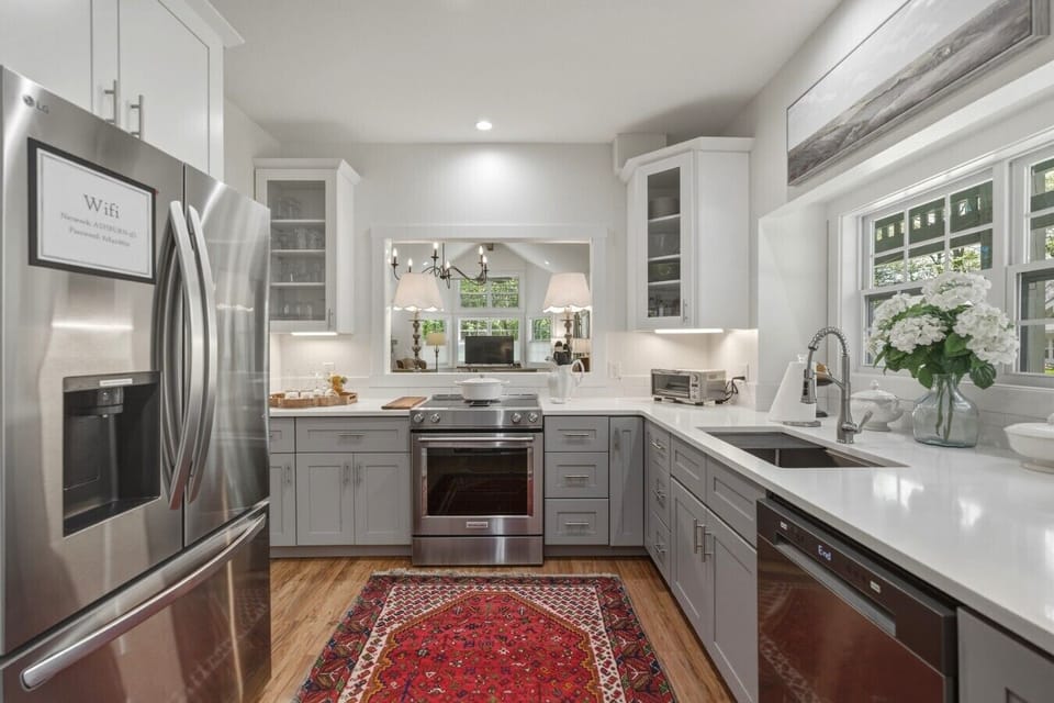 Kitchen | Stainless Steel Appliances | Built-in Storage & Window View