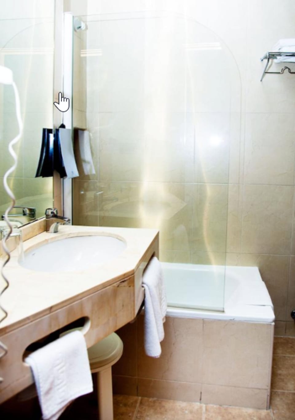 Bathtub, hair dryer, bidet, towels