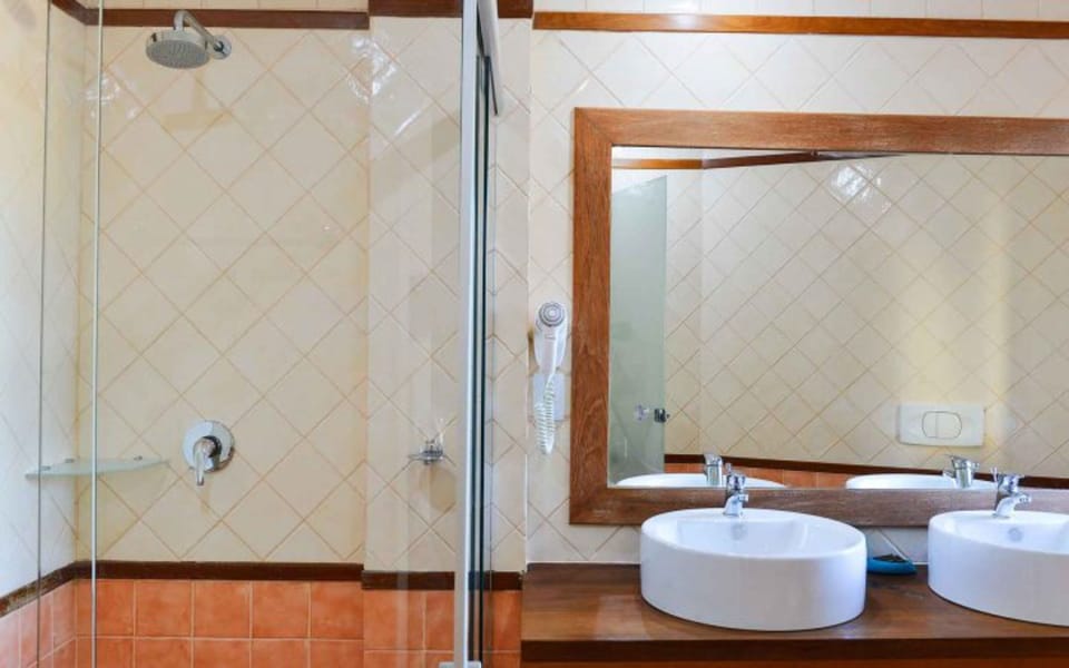 Free toiletries, hair dryer, bidet, towels