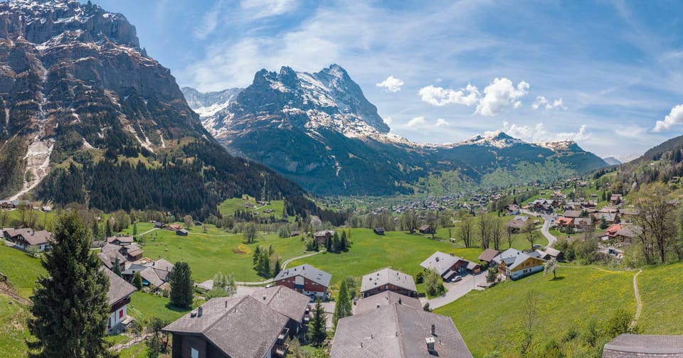 Beautiful view over Grindelwald and the surrounding mountains
