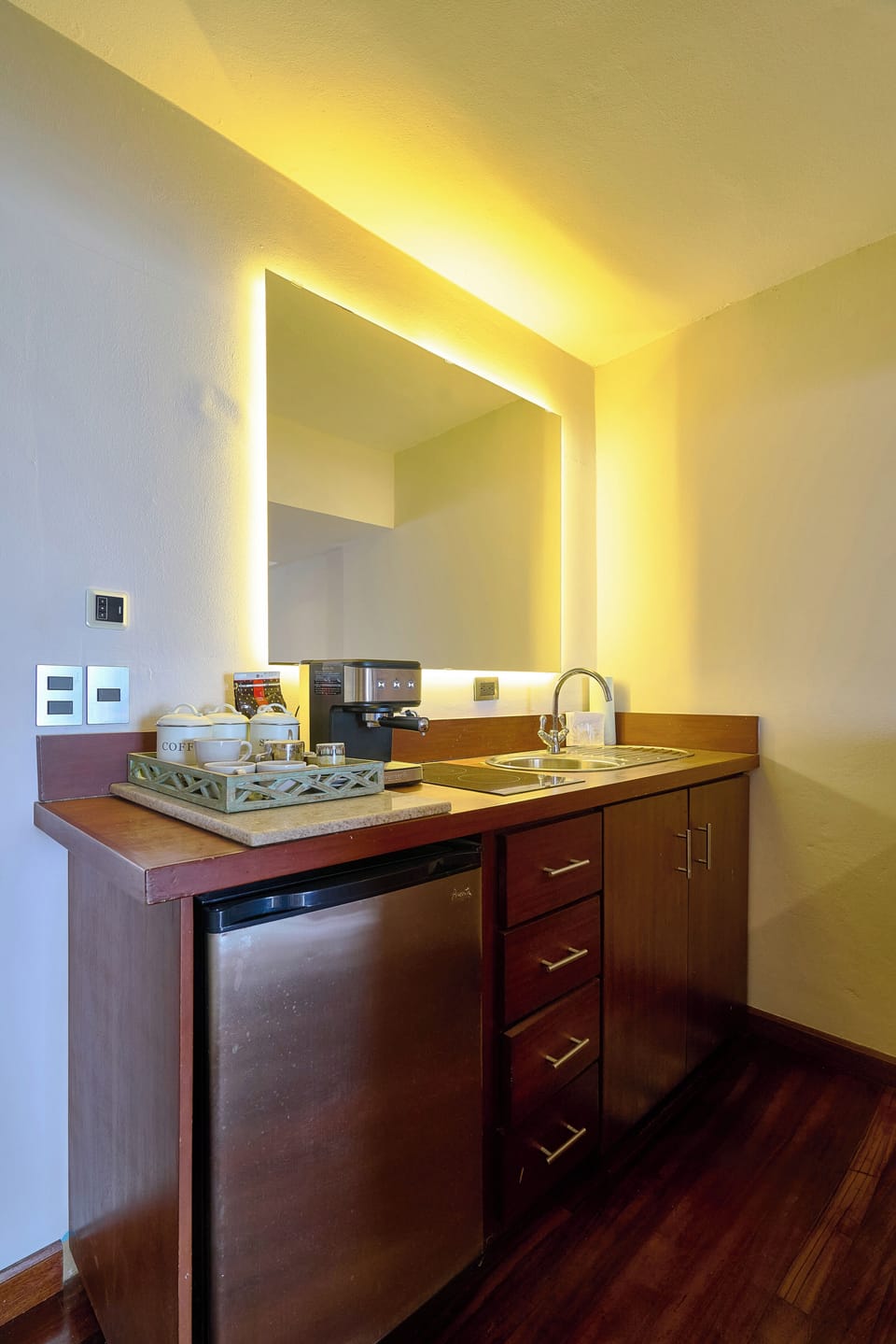Kitchenette on the 3rd floor — right next to bedroom #3, balcony, and jacuzzi.
