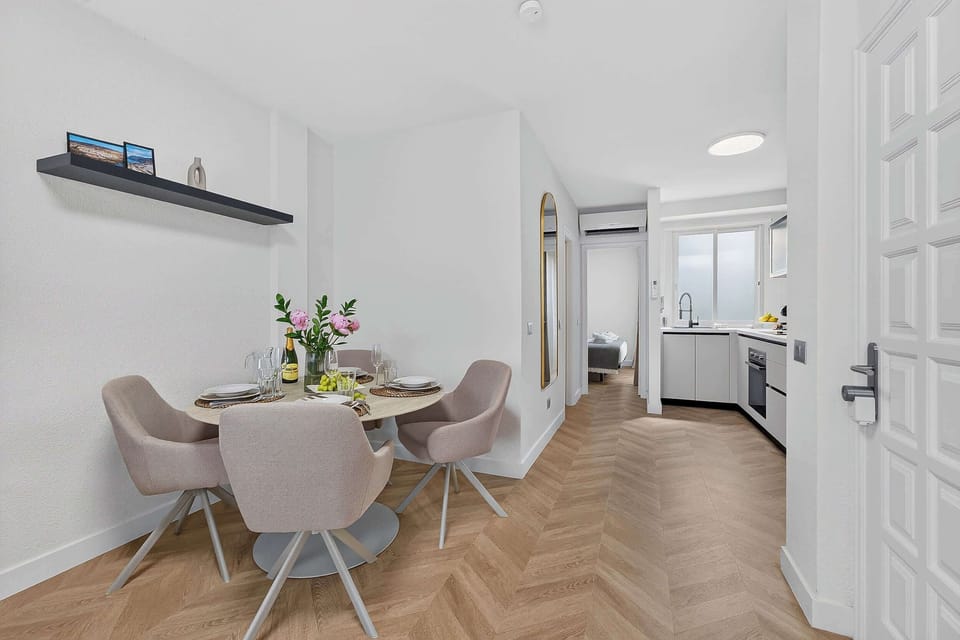 Bright Living and Dining Area with Refined Mediterranean Styling