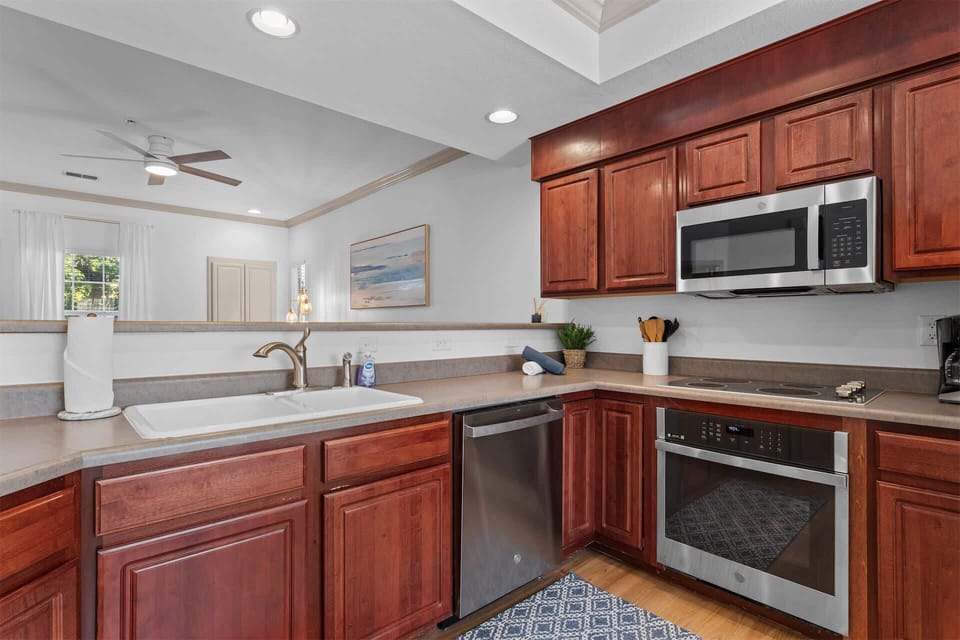 The open kitchen is well equipped for an unforgettable getaway​