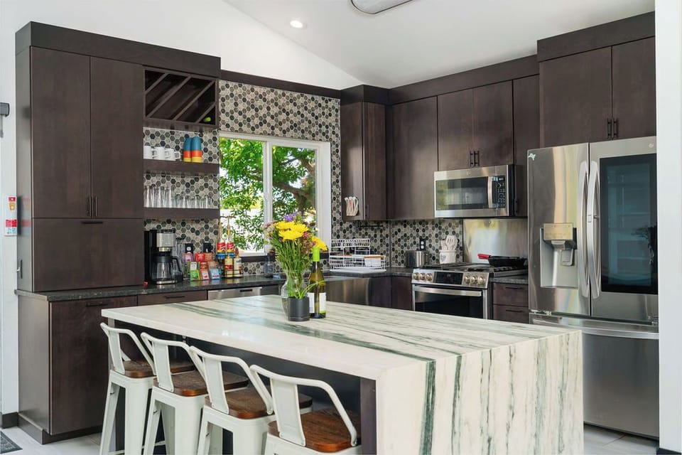 Fully stocked kitchen with everything you'll need to cook and serve a meal for the full group. 