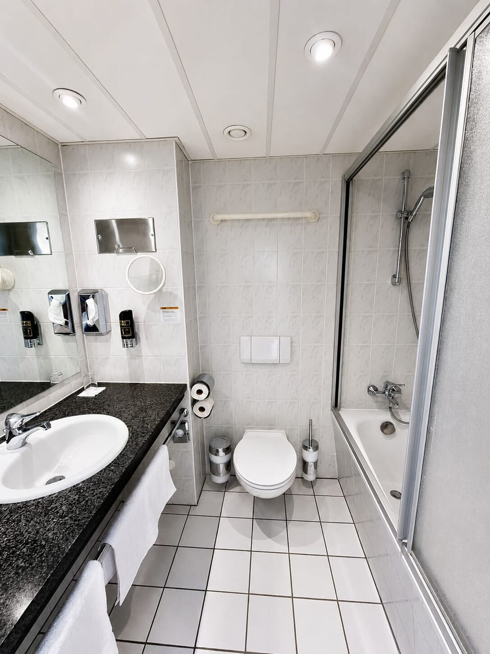 Towels, soap, shampoo, toilet paper
