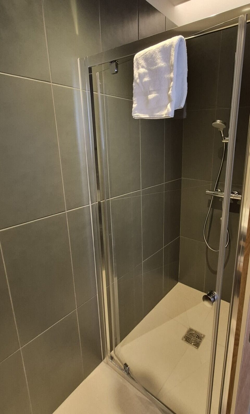 Shower, towels, soap, shampoo