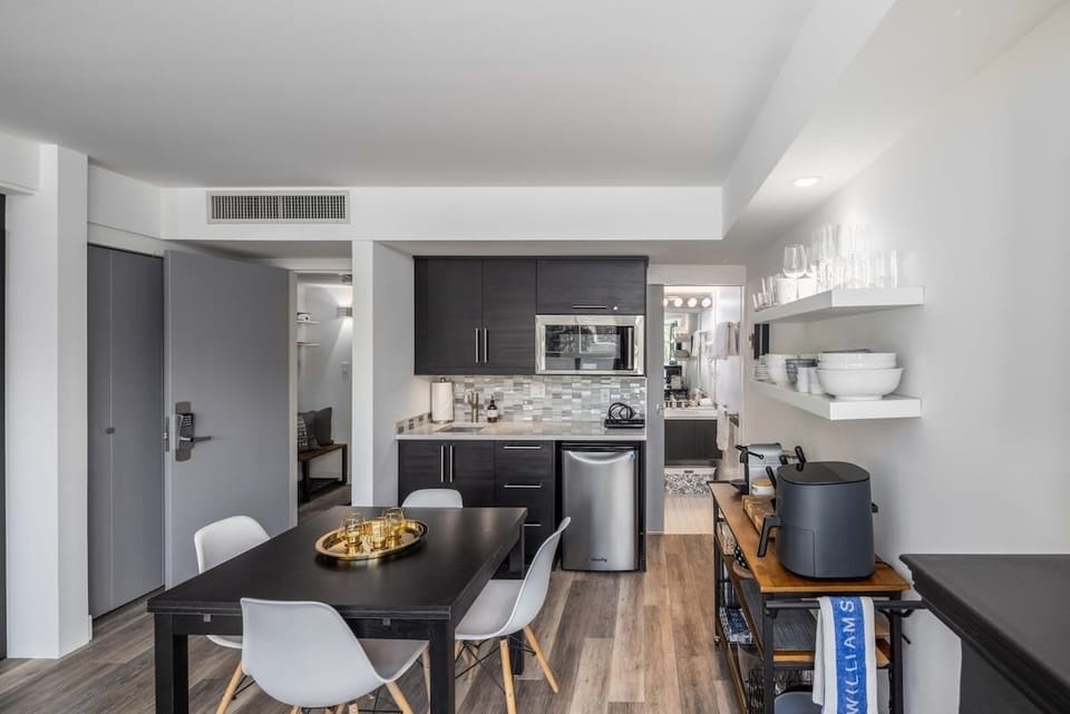 Living room and kitchenette
