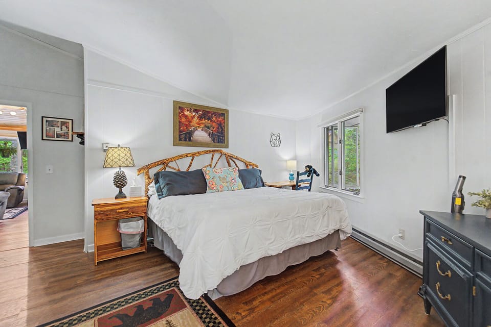 Custom King Log Bed with Touches of Home and Family Throughout