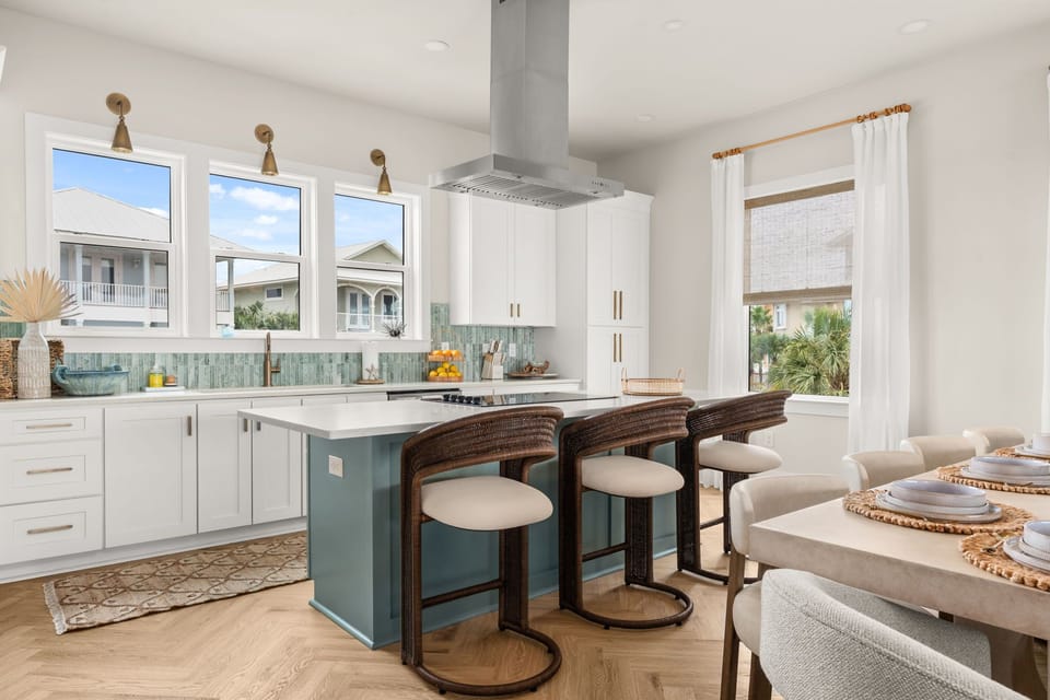 Seating for three at the kitchen island