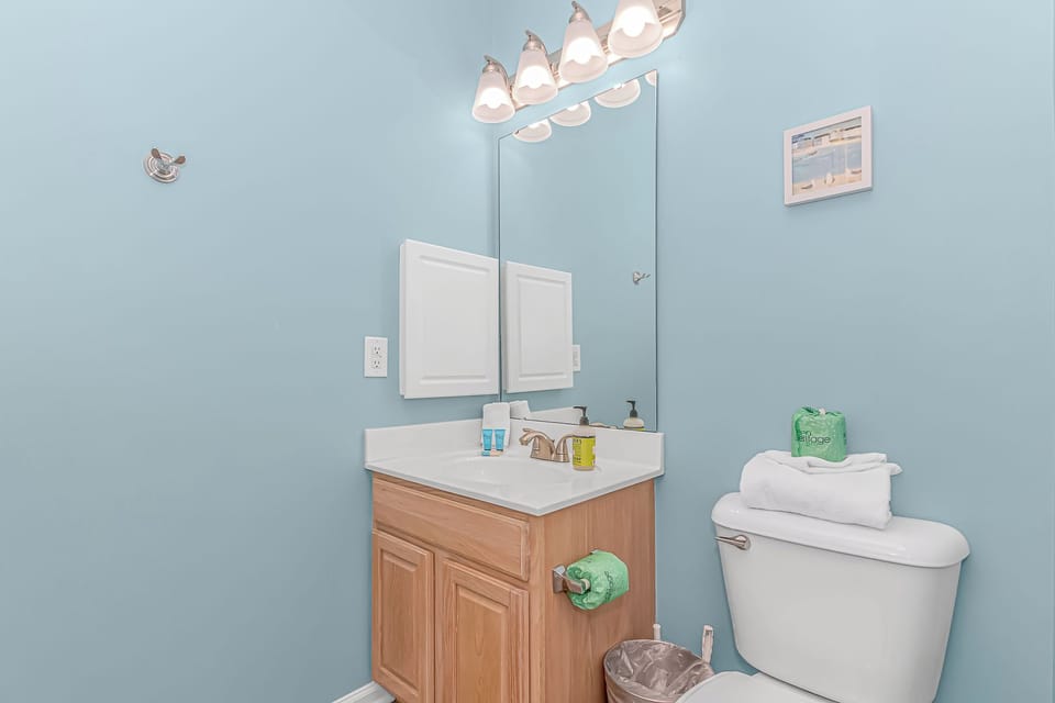 Second bathroom with vanity and toilet; private to your reservation.