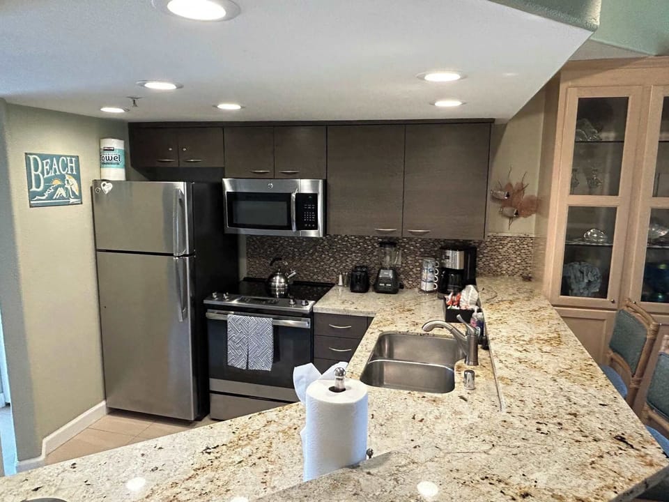 Kitchen counter with bar seating