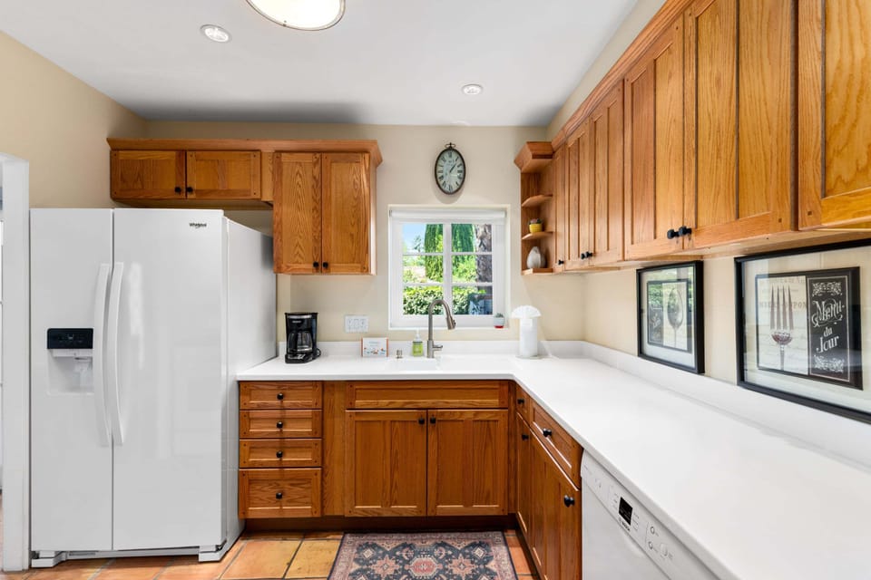 The window over the sink brings in great natural lighting.