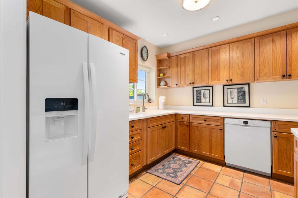Plenty of counter space and a drip coffee maker.