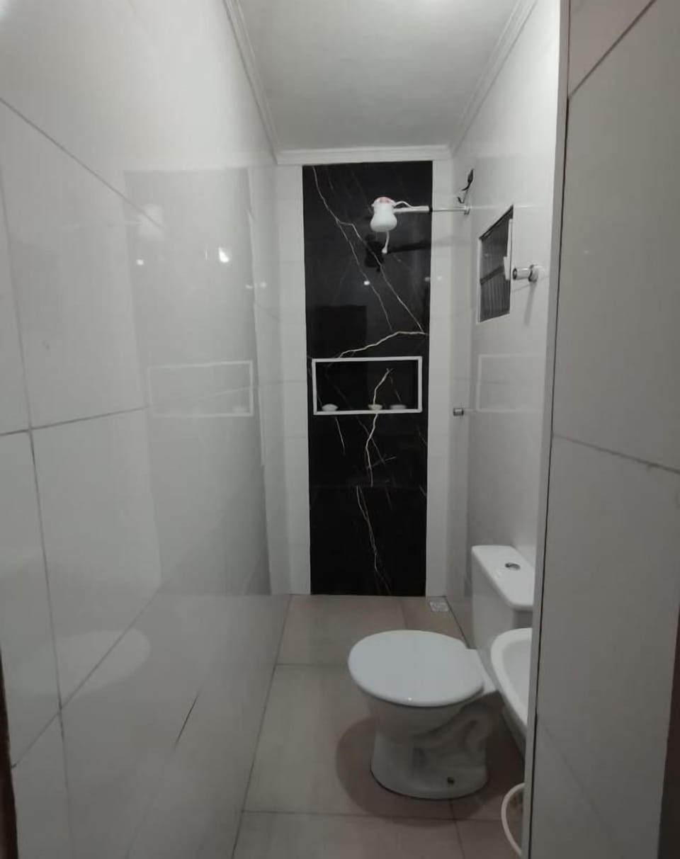Shower, towels, soap, toilet paper
