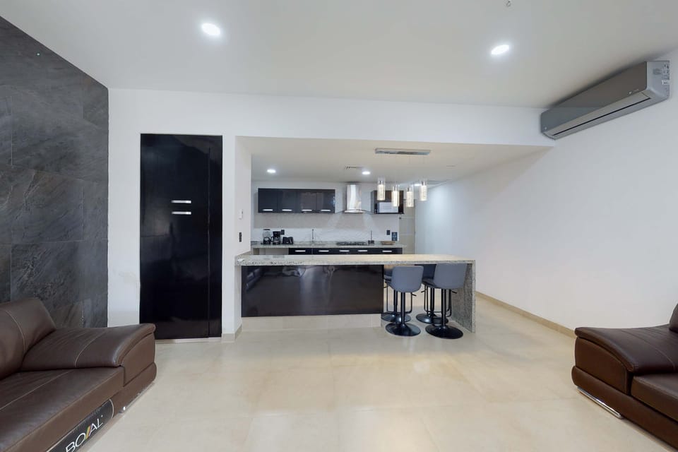 Open living and dining area