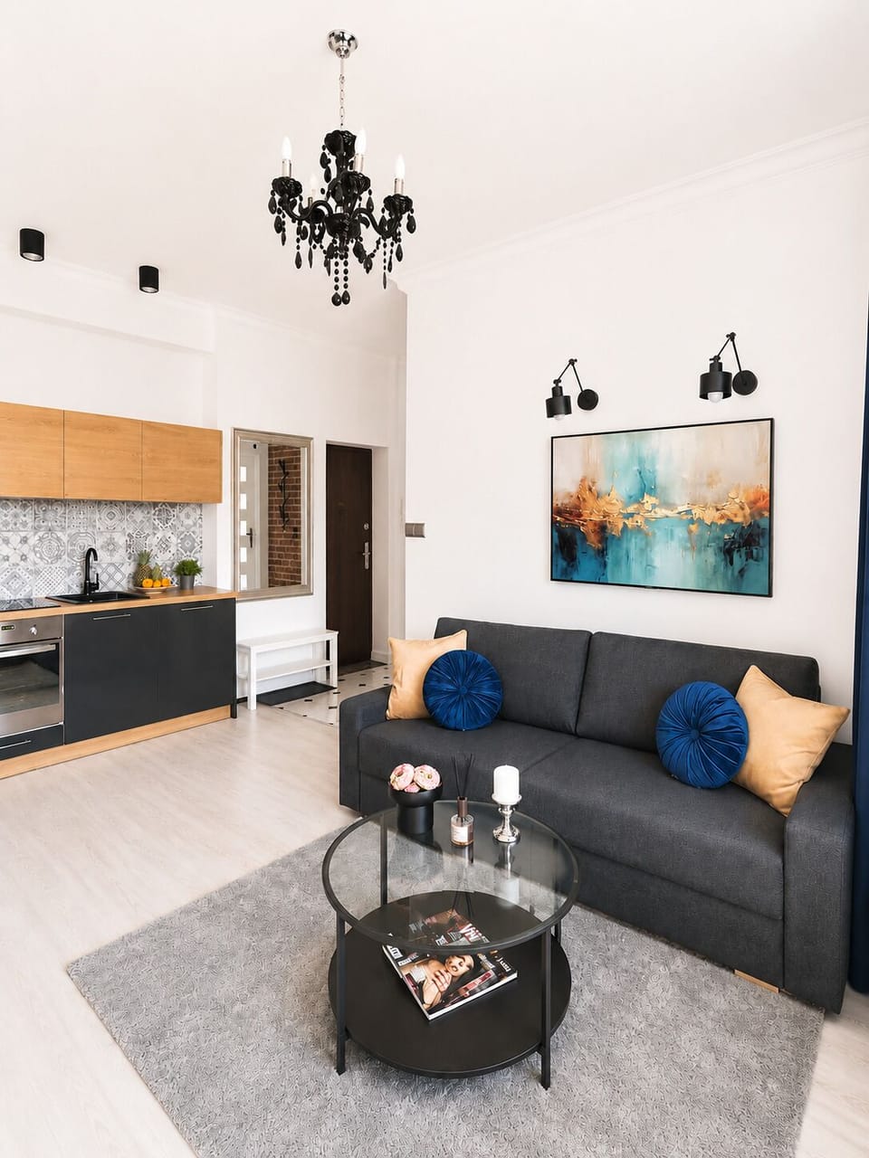 Classic Apartment, Air conditioning | Living area | 43-inch Smart TV with satellite channels