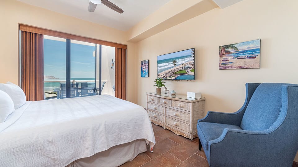 The master bedroom opens onto the balcony.