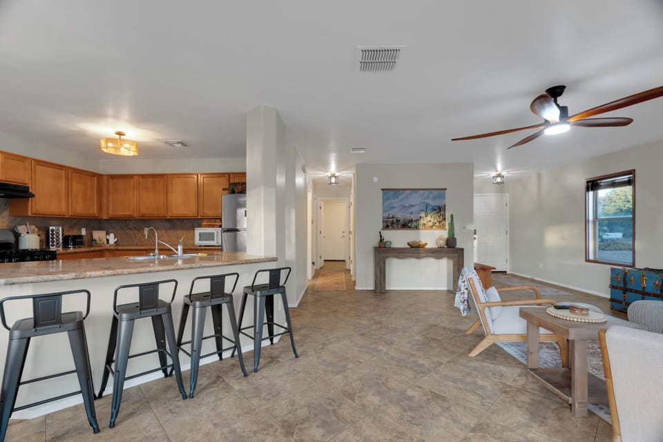 Cook, dine, and relax all in one bright, open space designed for groups and families.