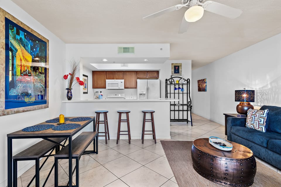Living room to kitchen view